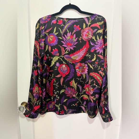 Ralph Lauren Floral Long Sleeve Semi- Sheer Blouse - Size Large - Picture 2 of 4
